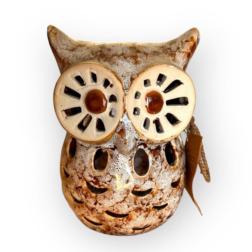 Amber Saffron Ceramic Owl with High Fragrance Sachet